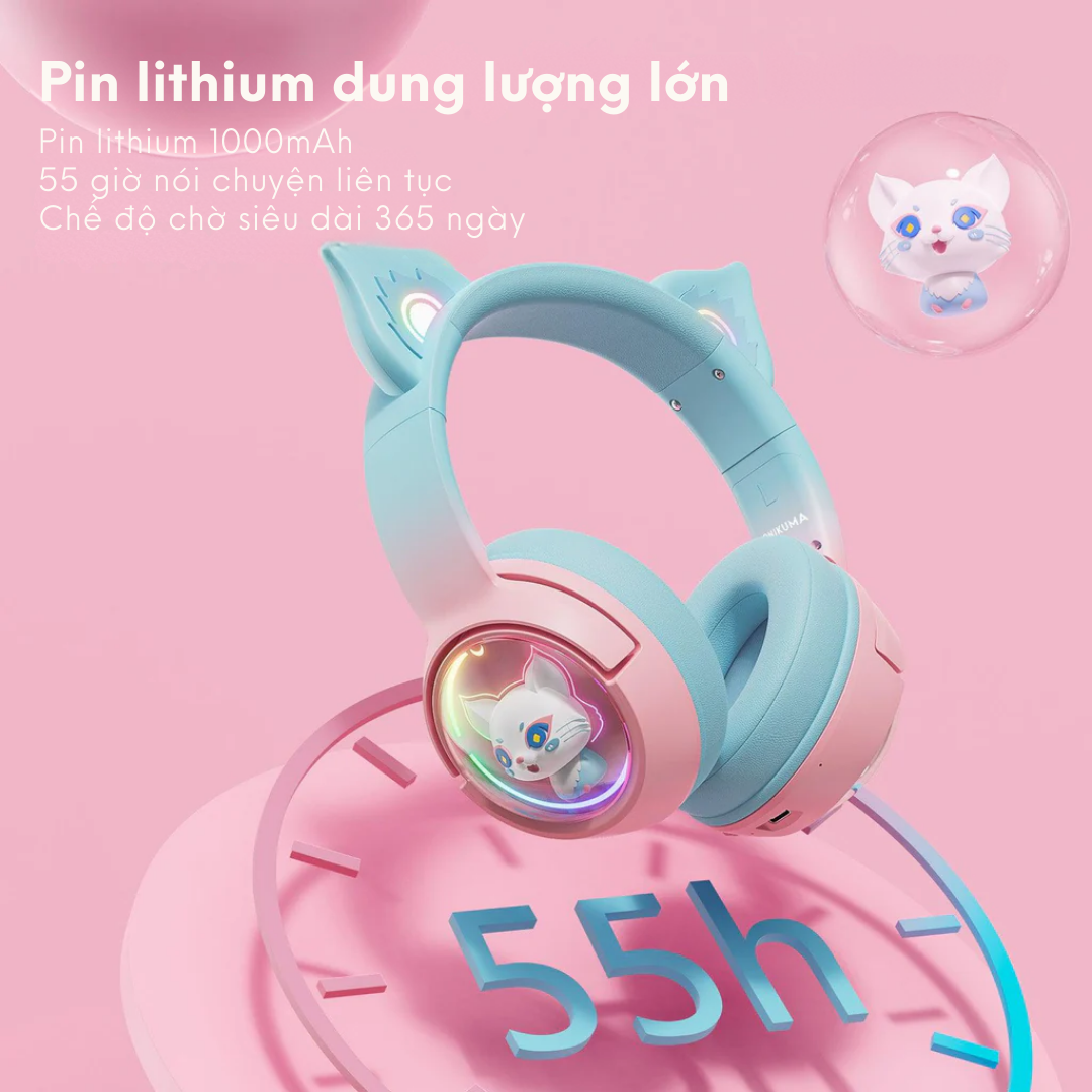 Tai nghe Onikuma B5 Gradient 2.4G, pin lithium dung lượng lớn