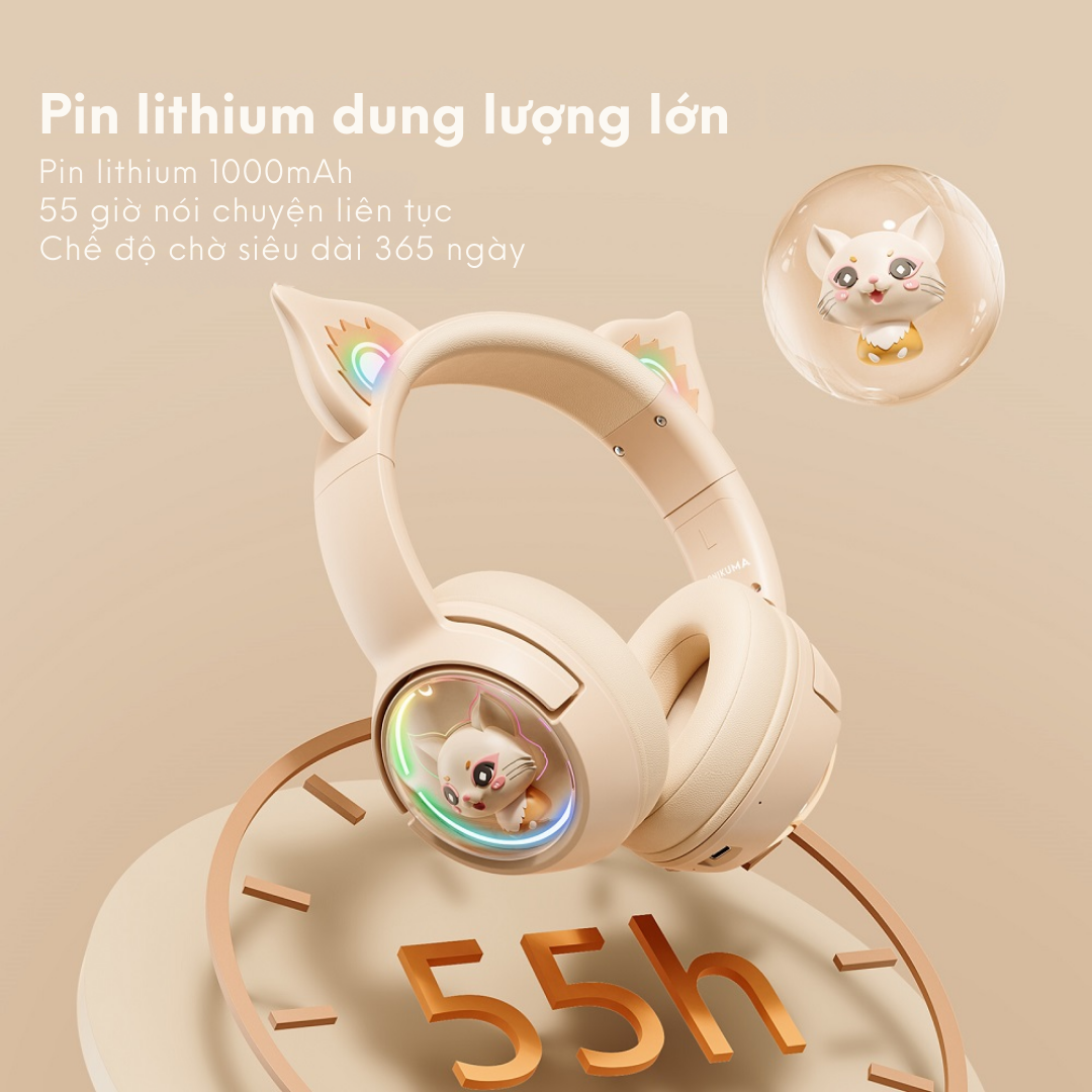 Tai nghe Onikuma B5 RGB pin lithium dung lượng lớn