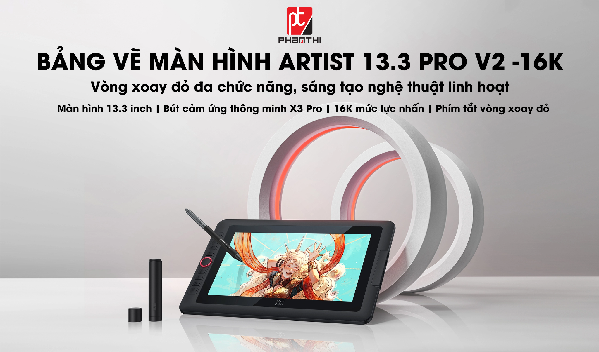Artist 13.3 Pro V12 - 16K vòng xoay đỏ đa chức năng.