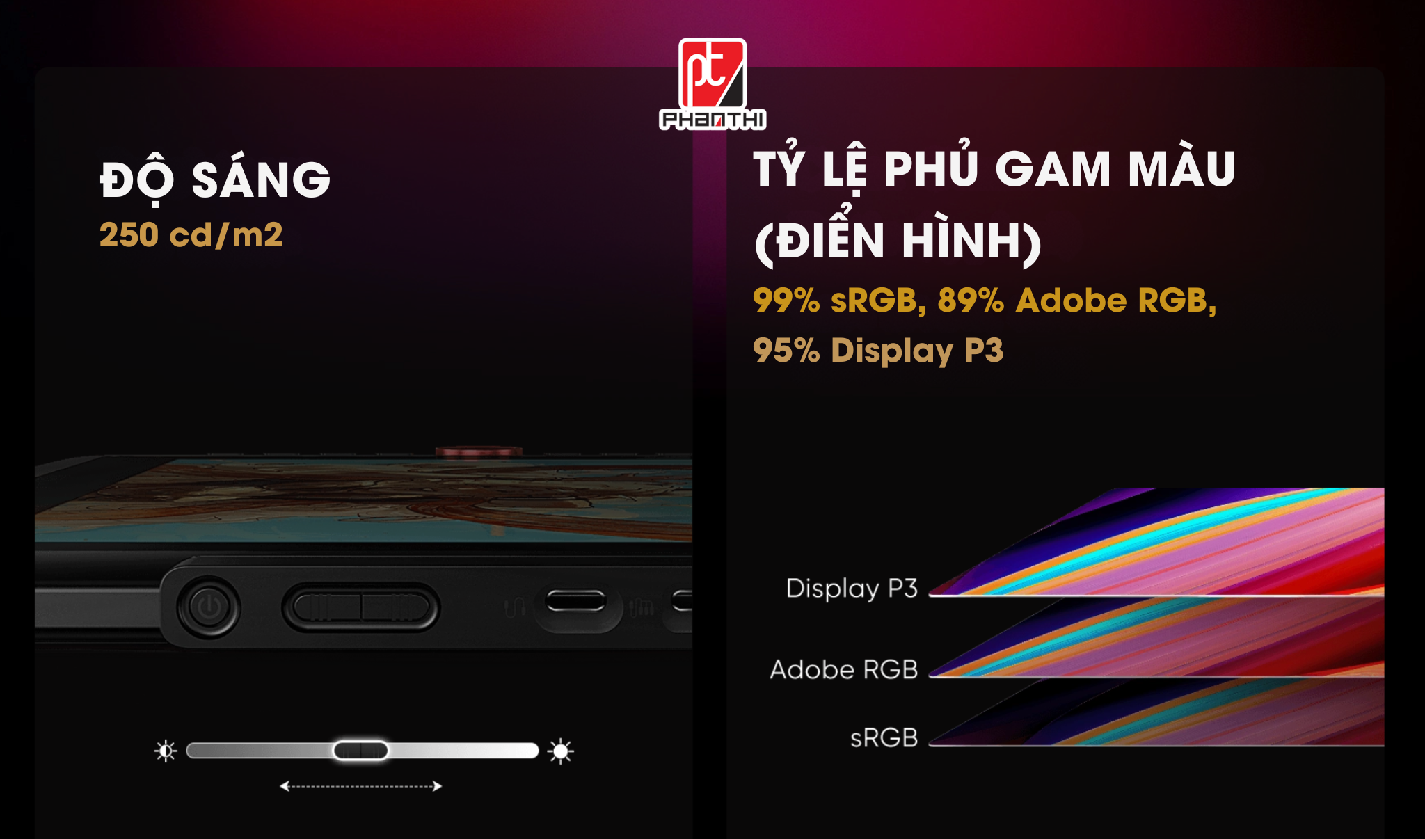 Artist 13.3 Pro V2-16K tỷ lệ phủ gam màu.
