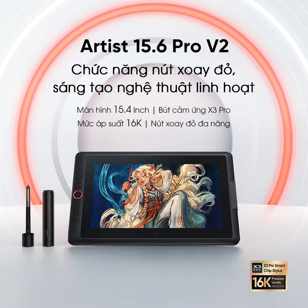 Artist 15.5 Pro V2-16K nút đỏ xoay.